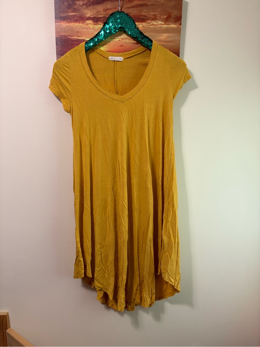 Mustard yellow Scoopneck summer dress over up S